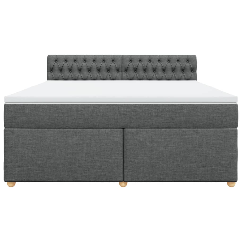 Κρεβάτι Boxspring με Στρώμα Σκούρο Γκρι 180x200 εκ Υφασμάτιν - Pakobazaar