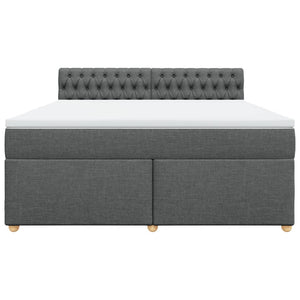 Κρεβάτι Boxspring με Στρώμα Σκούρο Γκρι 180x200 εκ Υφασμάτιν - Pakobazaar