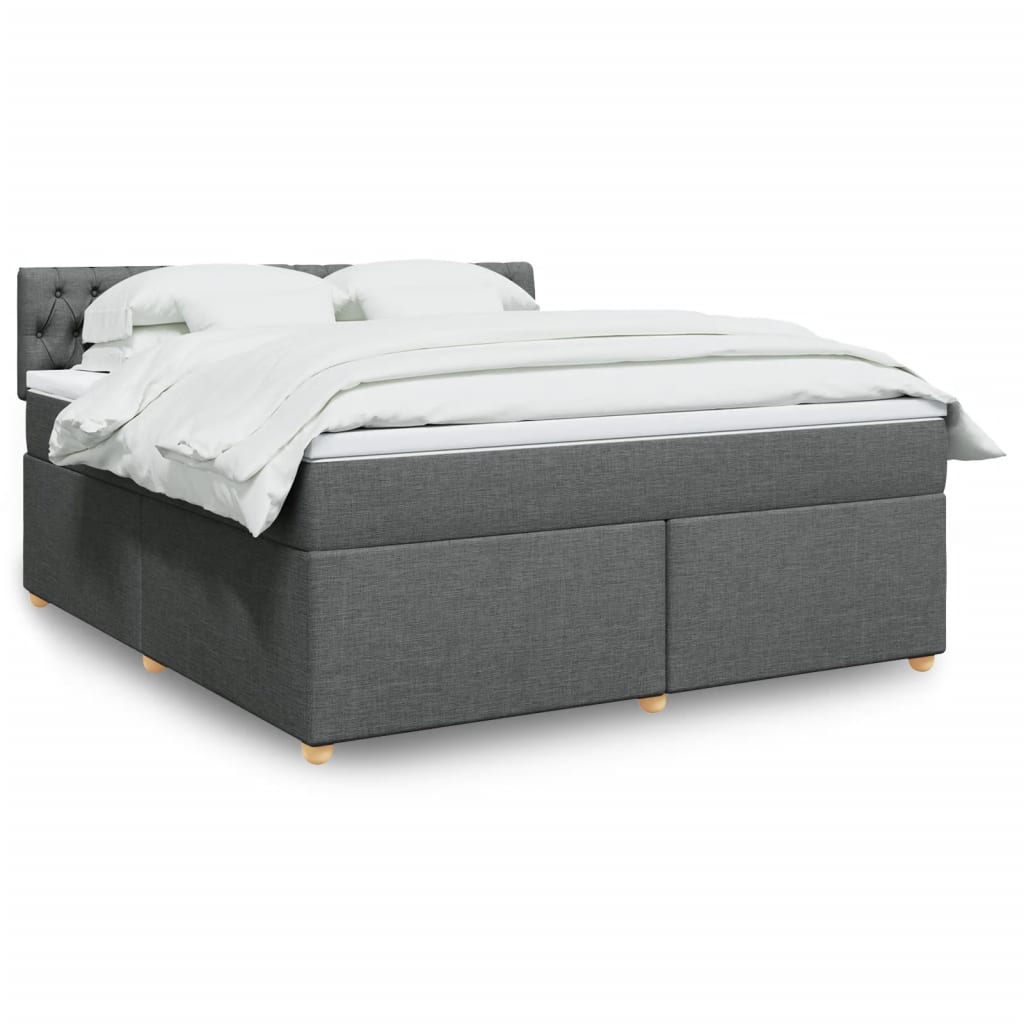 Κρεβάτι Boxspring με Στρώμα Σκούρο Γκρι 180x200 εκ Υφασμάτιν - Pakobazaar