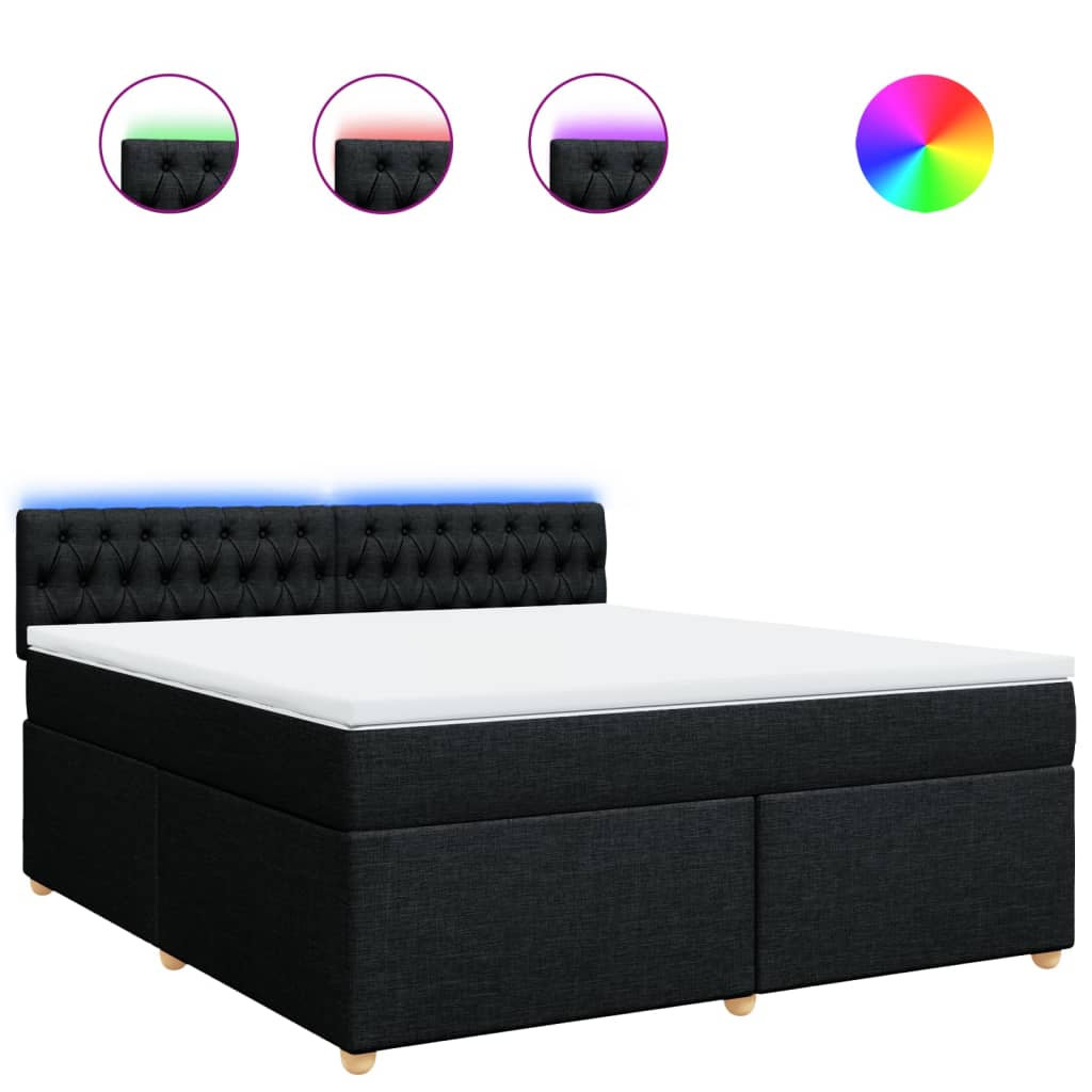 Κρεβάτι Boxspring με Στρώμα Μαύρο 180x200 εκ. Υφασμάτινο - Pakobazaar