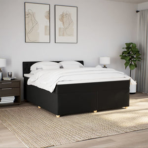 Κρεβάτι Boxspring με Στρώμα Μαύρο 180x200 εκ. Υφασμάτινο - Pakobazaar