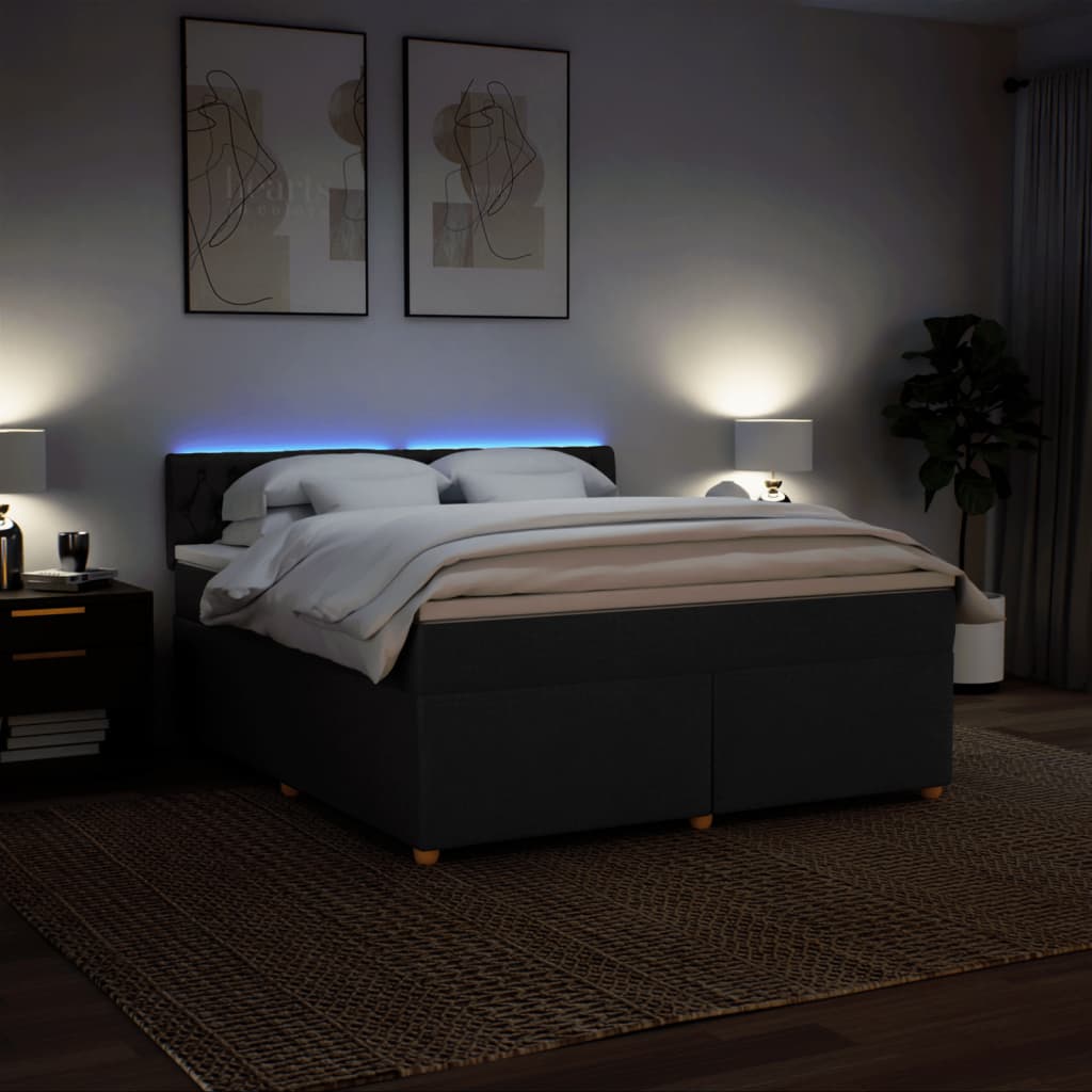 Κρεβάτι Boxspring με Στρώμα Μαύρο 180x200 εκ. Υφασμάτινο - Pakobazaar