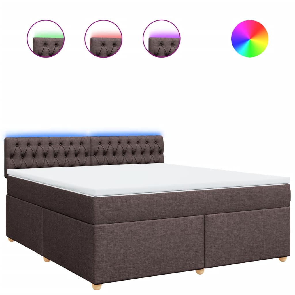 Κρεβάτι Boxspring με Στρώμα Σκούρο Καφέ 180x200 εκ Υφασμάτινο