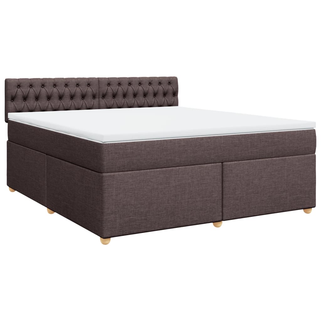 Κρεβάτι Boxspring με Στρώμα Σκούρο Καφέ 180x200 εκ Υφασμάτινο