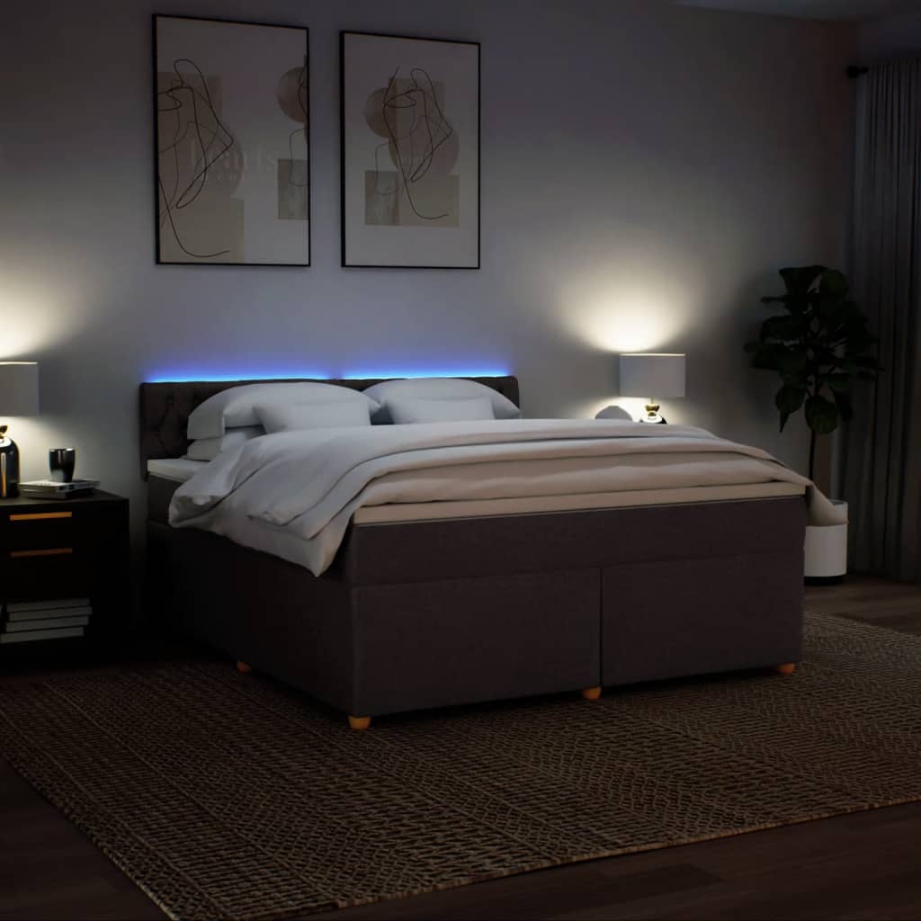 Κρεβάτι Boxspring με Στρώμα Σκούρο Καφέ 180x200 εκ Υφασμάτινο