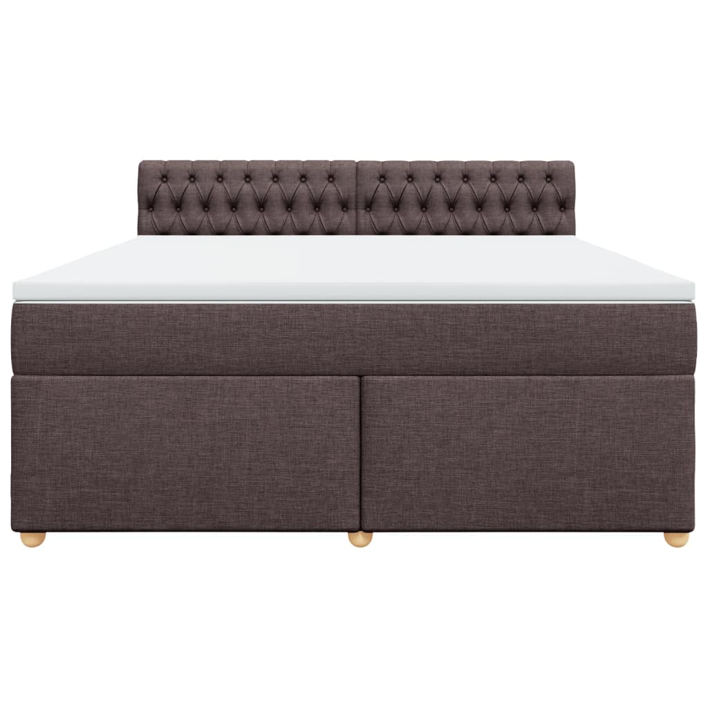 Κρεβάτι Boxspring με Στρώμα Σκούρο Καφέ 180x200 εκ Υφασμάτινο