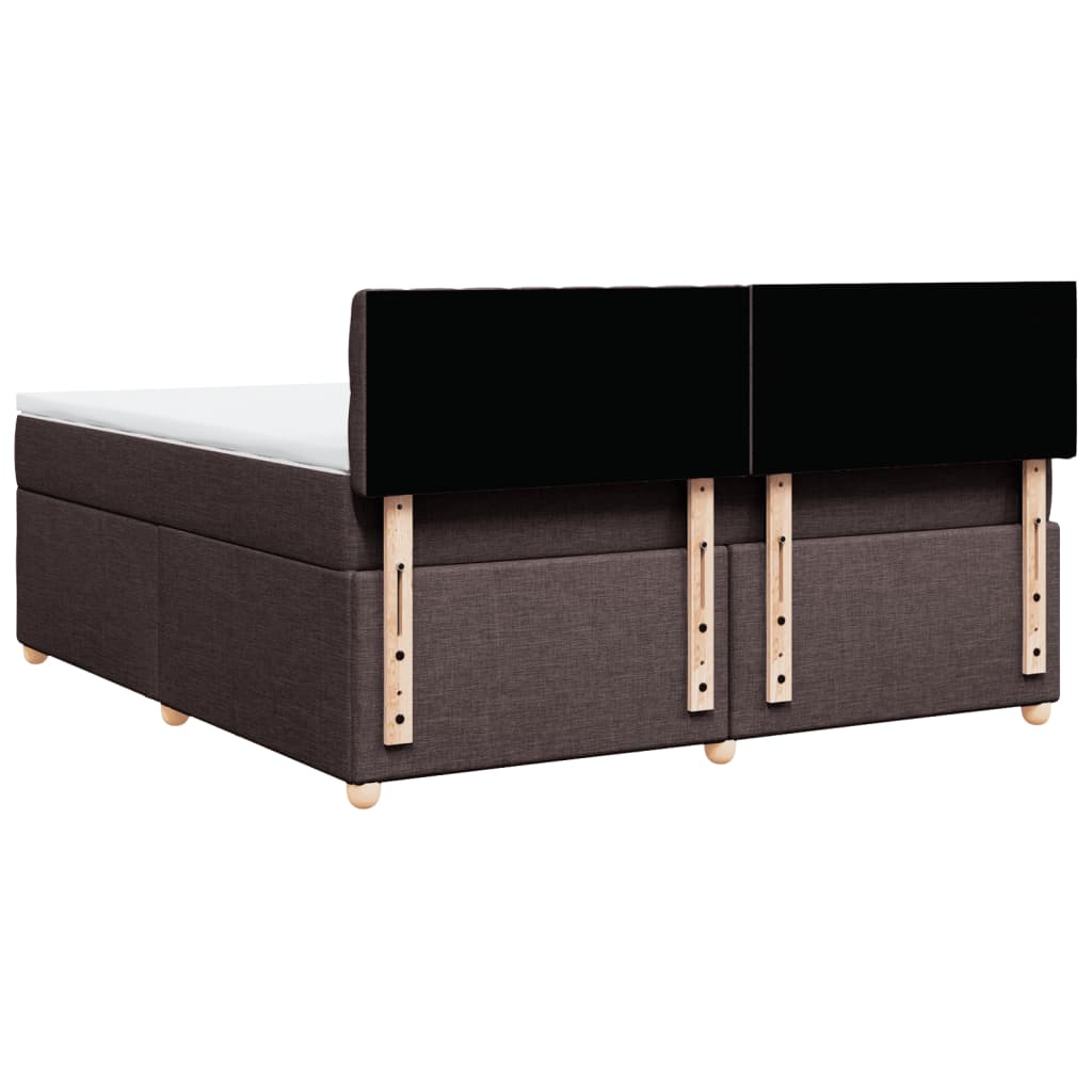 Κρεβάτι Boxspring με Στρώμα Σκούρο Καφέ 180x200 εκ Υφασμάτινο
