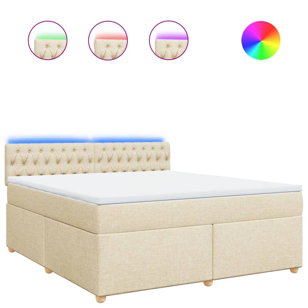 Κρεβάτι Boxspring με Στρώμα Κρεμ 180x200 εκ. Υφασμάτινο - Pakobazaar