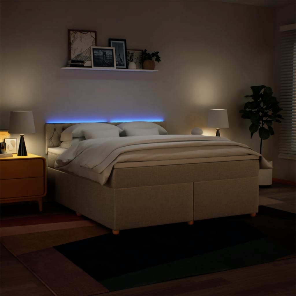 Κρεβάτι Boxspring με Στρώμα Κρεμ 180x200 εκ. Υφασμάτινο - Pakobazaar