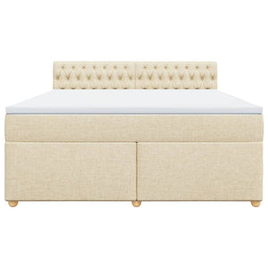 Κρεβάτι Boxspring με Στρώμα Κρεμ 180x200 εκ. Υφασμάτινο - Pakobazaar