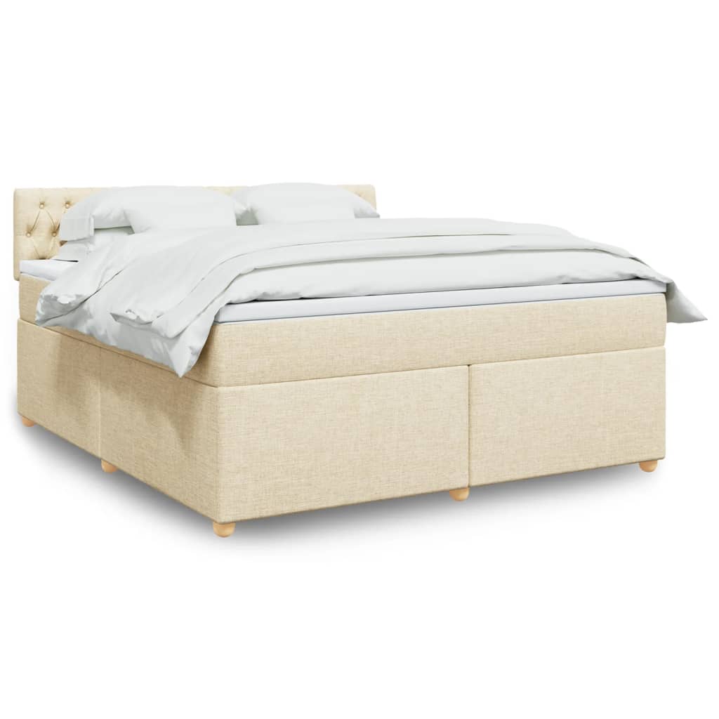 Κρεβάτι Boxspring με Στρώμα Κρεμ 180x200 εκ. Υφασμάτινο - Pakobazaar