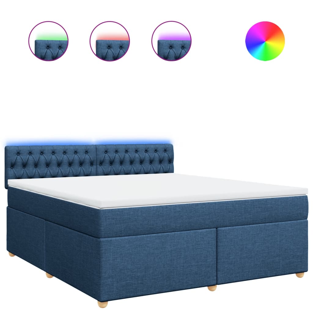 Κρεβάτι Boxspring με Στρώμα Μπλε 180x200 εκ. Υφασμάτινο