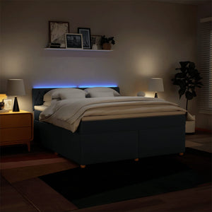 Κρεβάτι Boxspring με Στρώμα Μπλε 180x200 εκ. Υφασμάτινο