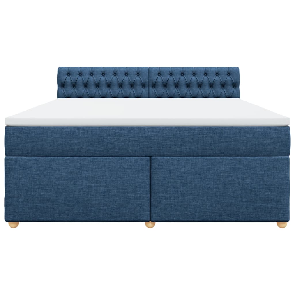 Κρεβάτι Boxspring με Στρώμα Μπλε 180x200 εκ. Υφασμάτινο