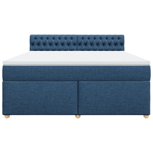 Κρεβάτι Boxspring με Στρώμα Μπλε 180x200 εκ. Υφασμάτινο