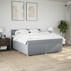 Κρεβάτι Boxspring με Στρώμα Ανοιχτό Γκρι 180x200 εκ. Υφασμάτινο - Pakobazaar