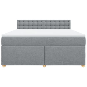 Κρεβάτι Boxspring με Στρώμα Ανοιχτό Γκρι 180x200 εκ. Υφασμάτινο - Pakobazaar