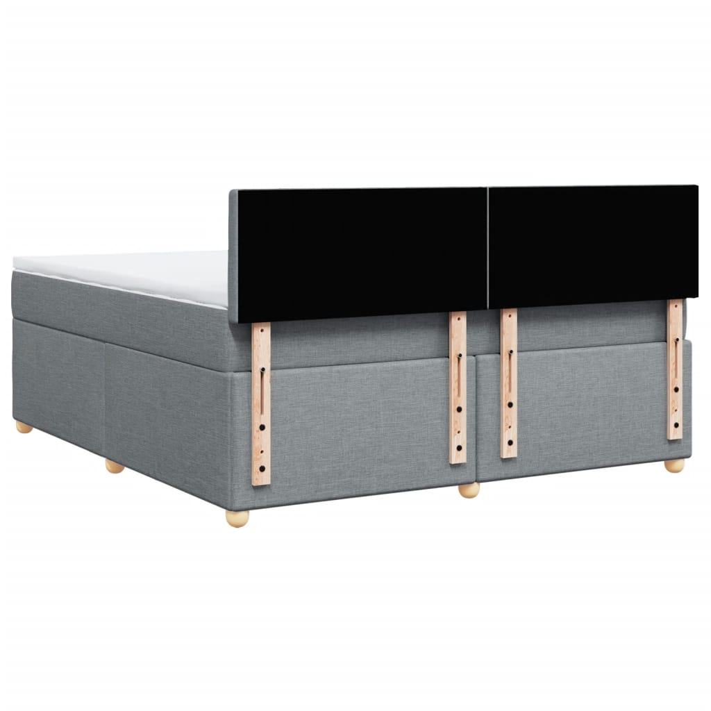 Κρεβάτι Boxspring με Στρώμα Ανοιχτό Γκρι 180x200 εκ. Υφασμάτινο - Pakobazaar