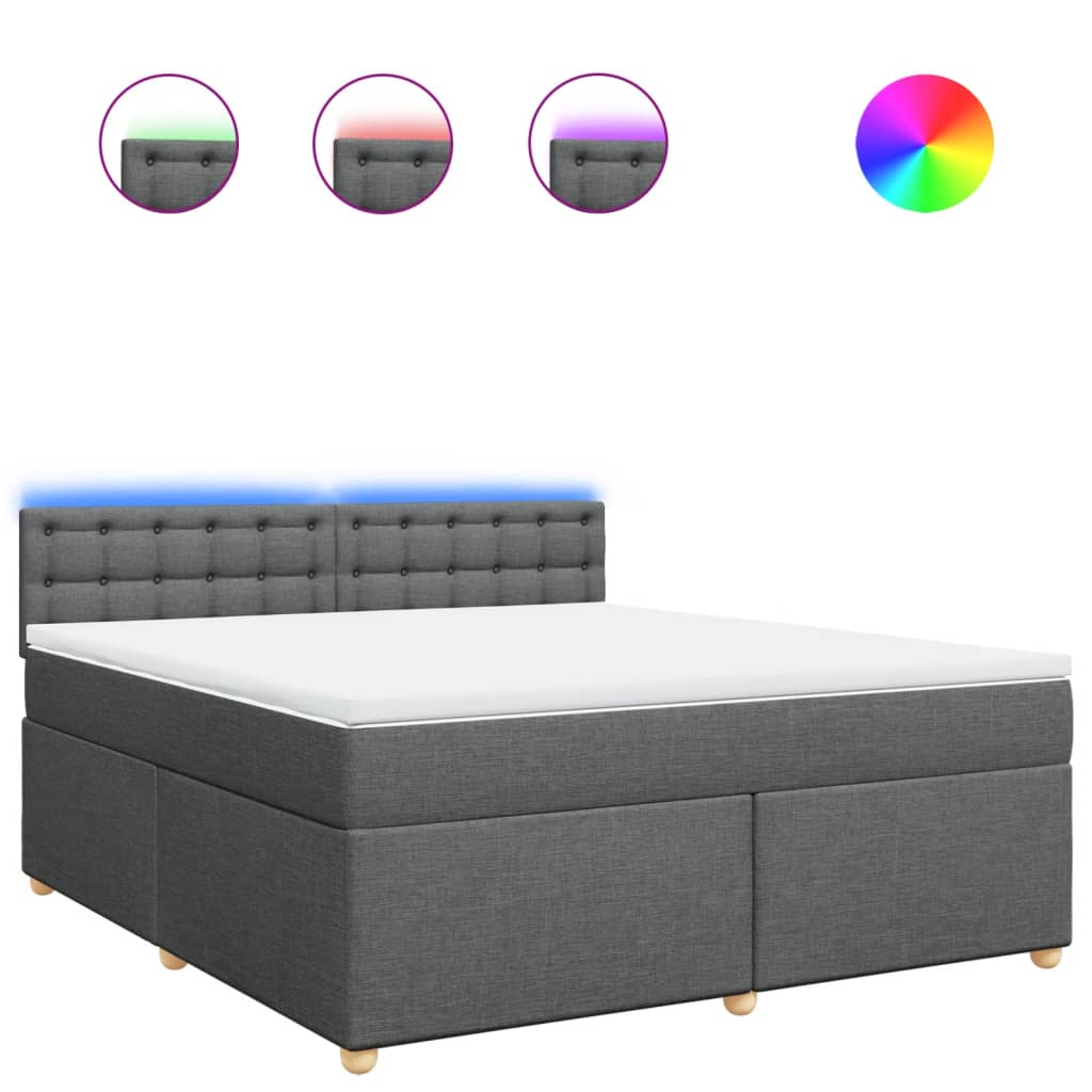 Κρεβάτι Boxspring με Στρώμα Σκούρο Γκρι 180x200 εκ Υφασμάτιν - Pakobazaar