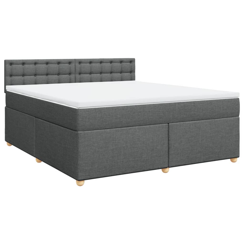 Κρεβάτι Boxspring με Στρώμα Σκούρο Γκρι 180x200 εκ Υφασμάτιν - Pakobazaar