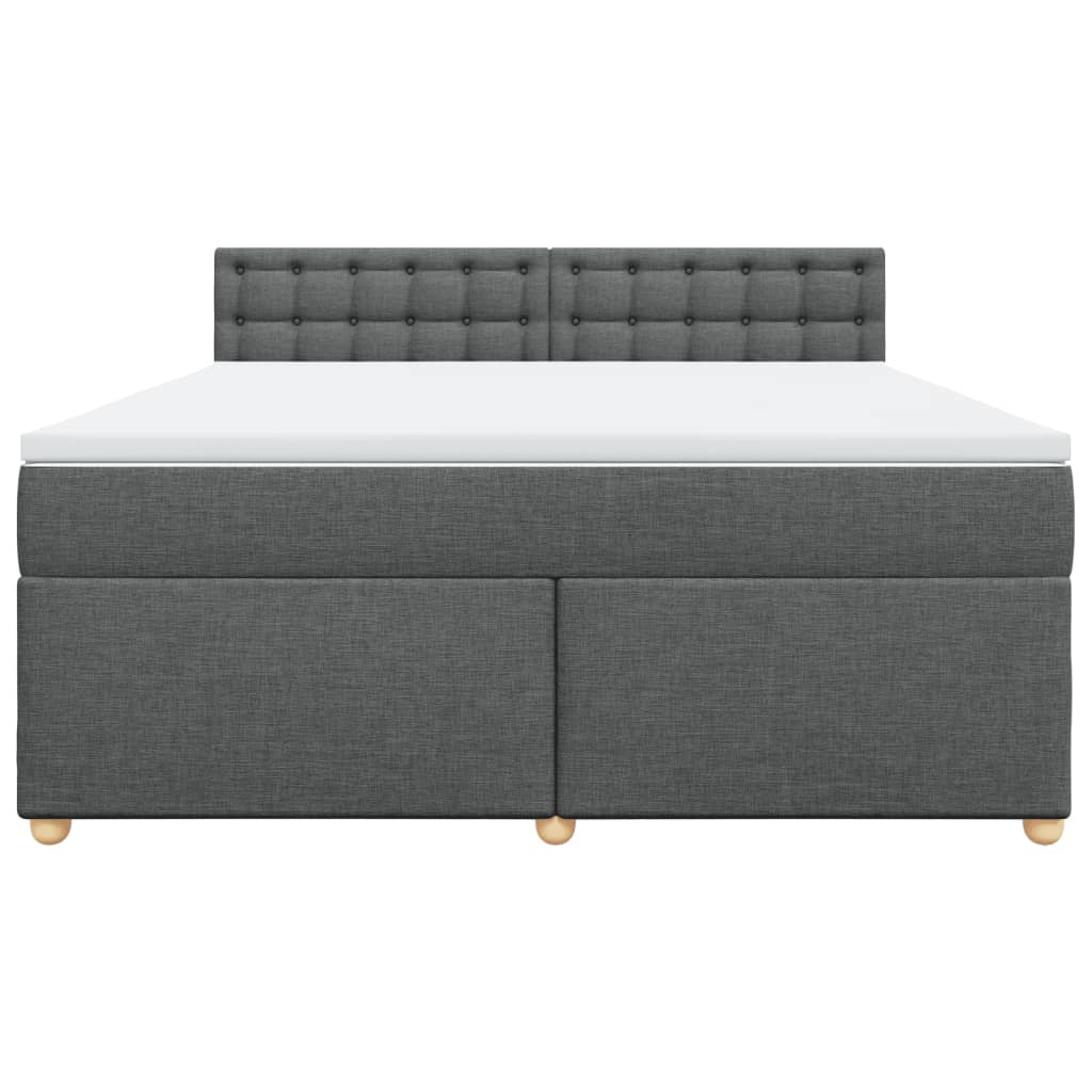 Κρεβάτι Boxspring με Στρώμα Σκούρο Γκρι 180x200 εκ Υφασμάτιν - Pakobazaar