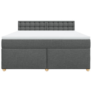 Κρεβάτι Boxspring με Στρώμα Σκούρο Γκρι 180x200 εκ Υφασμάτιν - Pakobazaar