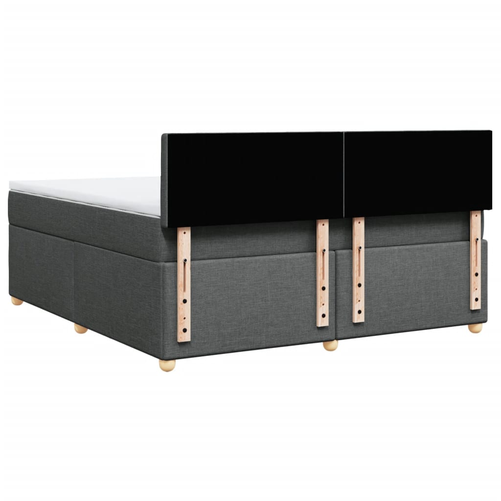Κρεβάτι Boxspring με Στρώμα Σκούρο Γκρι 180x200 εκ Υφασμάτιν - Pakobazaar