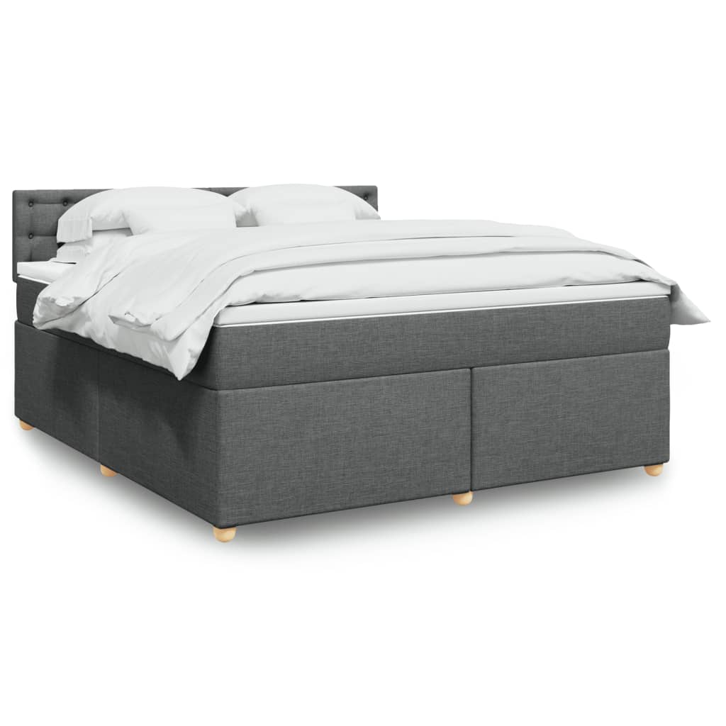 Κρεβάτι Boxspring με Στρώμα Σκούρο Γκρι 180x200 εκ Υφασμάτιν - Pakobazaar