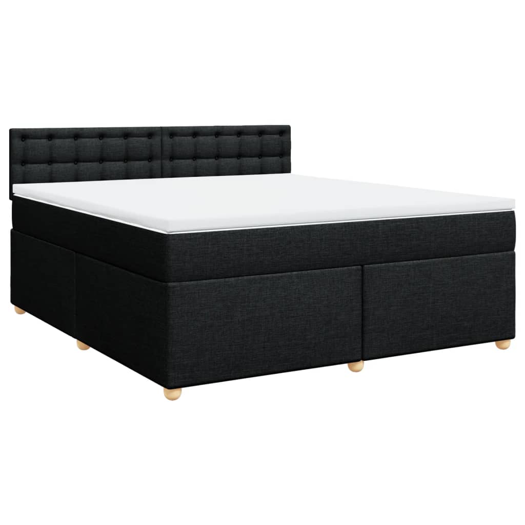 Κρεβάτι Boxspring με Στρώμα Μαύρο 180x200 εκ. Υφασμάτινο