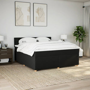 Κρεβάτι Boxspring με Στρώμα Μαύρο 180x200 εκ. Υφασμάτινο - Pakobazaar