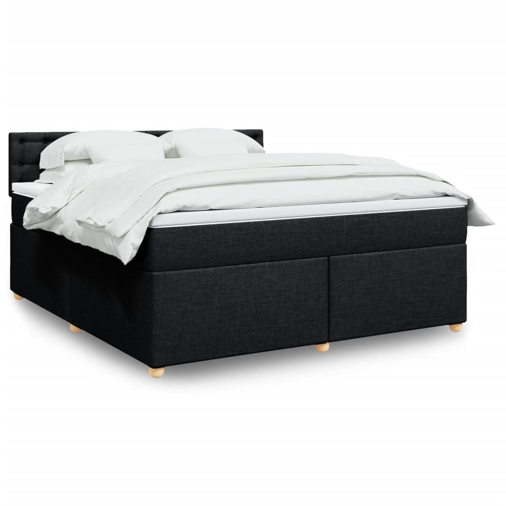 Κρεβάτι Boxspring με Στρώμα Μαύρο 180x200 εκ. Υφασμάτινο
