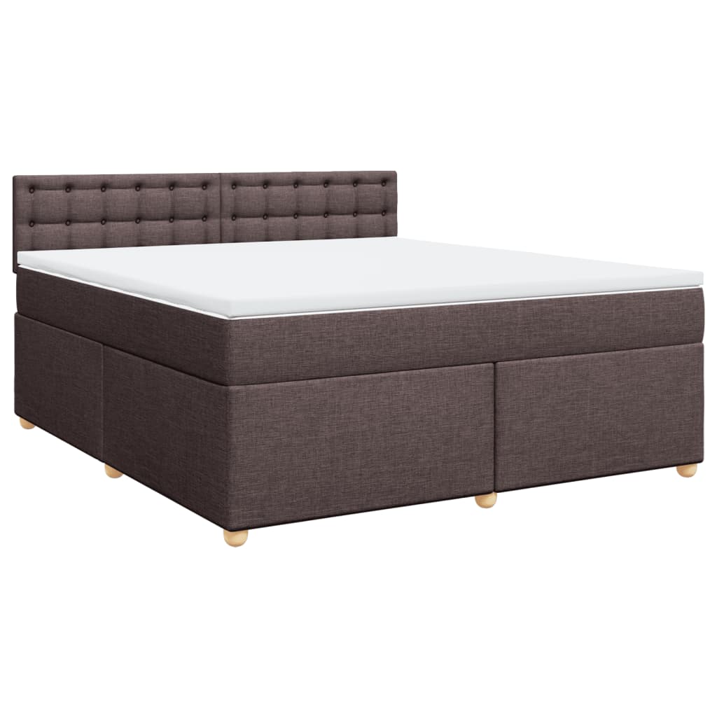 Κρεβάτι Boxspring με Στρώμα Σκούρο Καφέ 180x200 εκ Υφασμάτινο - Pakobazaar