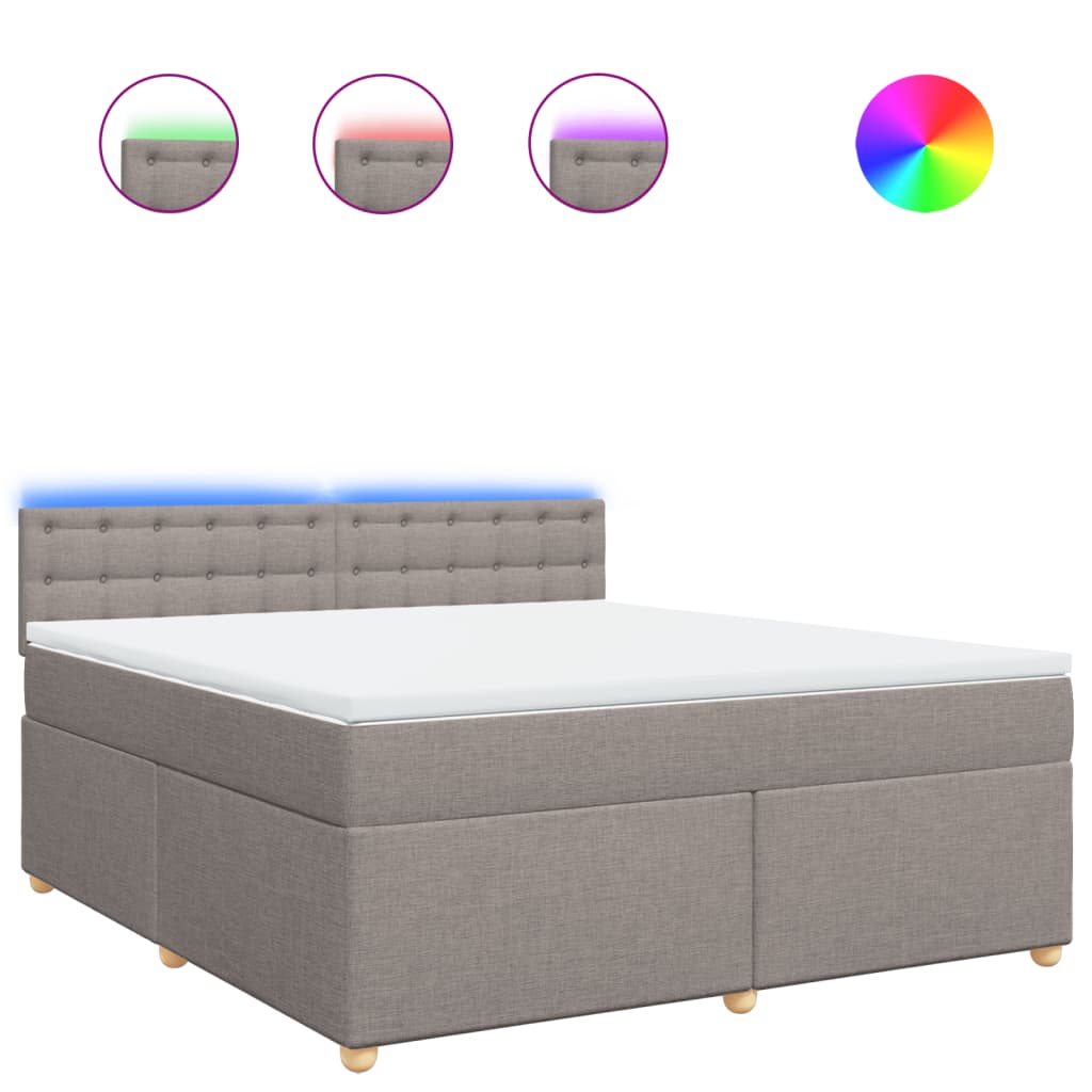 Κρεβάτι Boxspring με Στρώμα Taupe 180x200 εκ. Υφασμάτινο - Pakobazaar