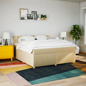 Κρεβάτι Boxspring με Στρώμα Κρεμ 180x200 εκ. Υφασμάτινο - Pakobazaar