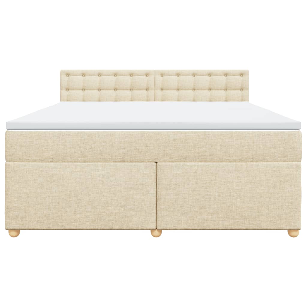 Κρεβάτι Boxspring με Στρώμα Κρεμ 180x200 εκ. Υφασμάτινο