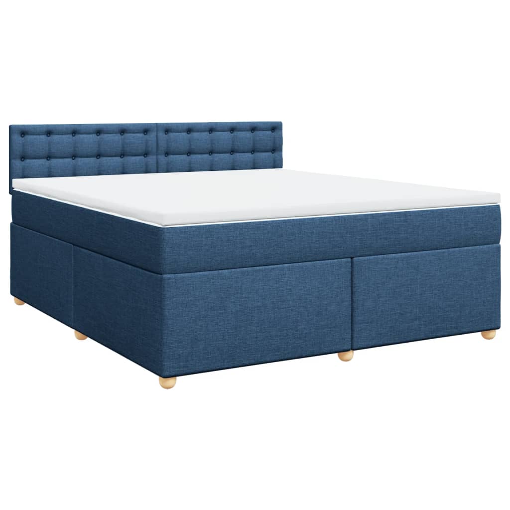Κρεβάτι Boxspring με Στρώμα Μπλε 180x200 εκ. Υφασμάτινο - Pakobazaar