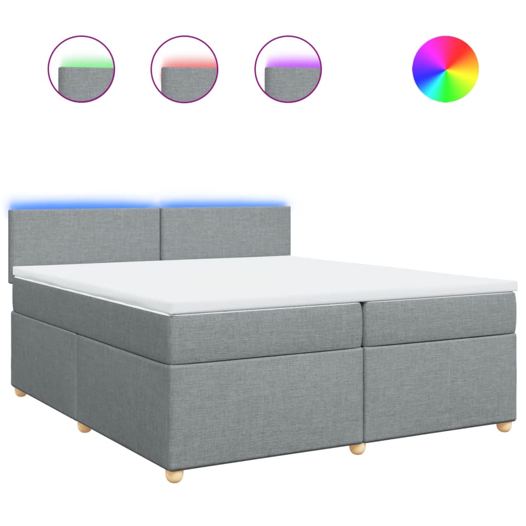 Κρεβάτι Boxspring με Στρώμα Ανοιχτό Γκρι 200x200 εκ. Υφασμάτινο - Pakobazaar