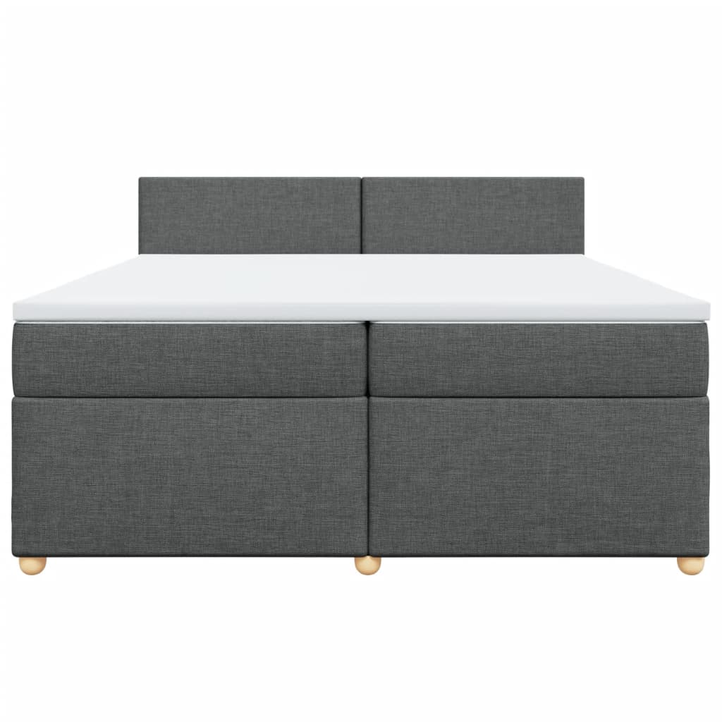 Κρεβάτι Boxspring με Στρώμα Σκούρο Γκρι 200x200 εκ. Υφασμάτινο - Pakobazaar