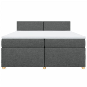 Κρεβάτι Boxspring με Στρώμα Σκούρο Γκρι 200x200 εκ. Υφασμάτινο - Pakobazaar