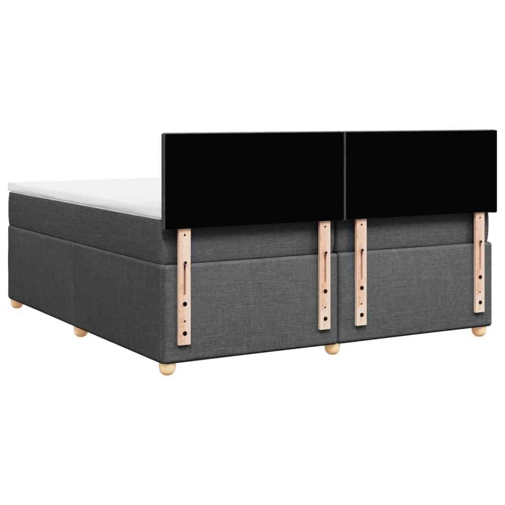 Κρεβάτι Boxspring με Στρώμα Σκούρο Γκρι 200x200 εκ. Υφασμάτινο - Pakobazaar