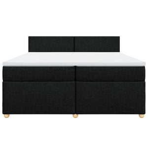 Κρεβάτι Boxspring με Στρώμα Μαύρο 200x200 εκ. Υφασμάτινο - Pakobazaar