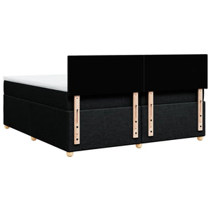 Κρεβάτι Boxspring με Στρώμα Μαύρο 200x200 εκ. Υφασμάτινο - Pakobazaar