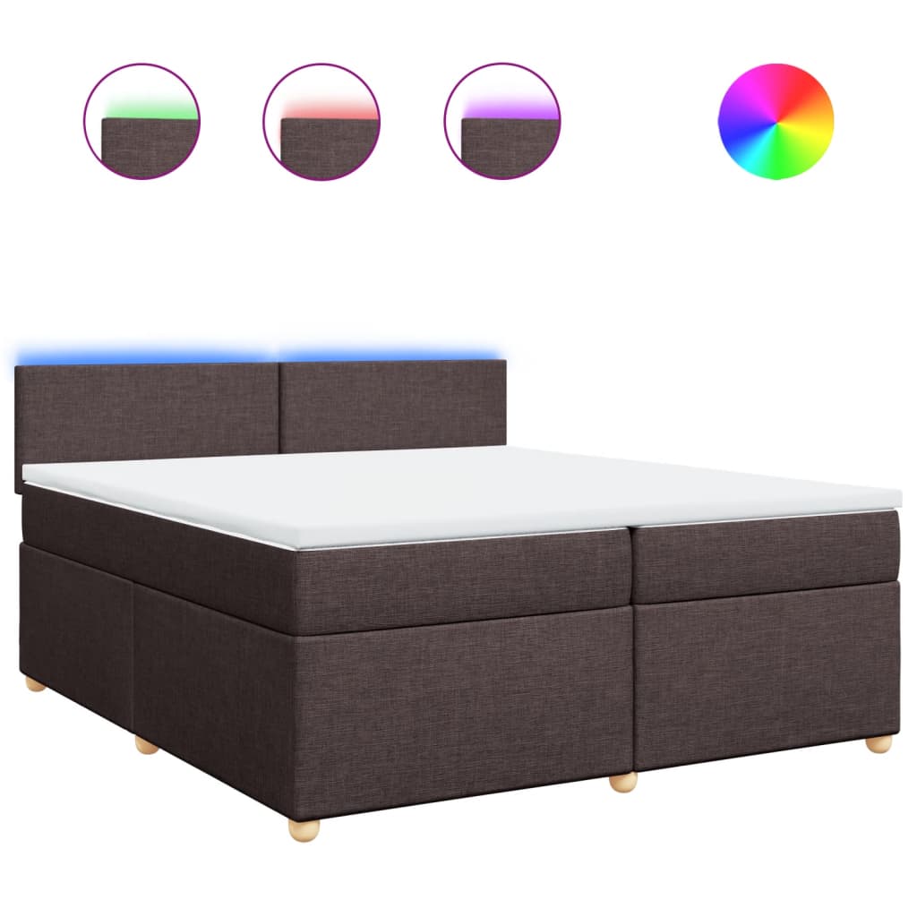 Κρεβάτι Boxspring με Στρώμα Σκούρο Καφέ 200x200 εκ. Υφασμάτινο - Pakobazaar