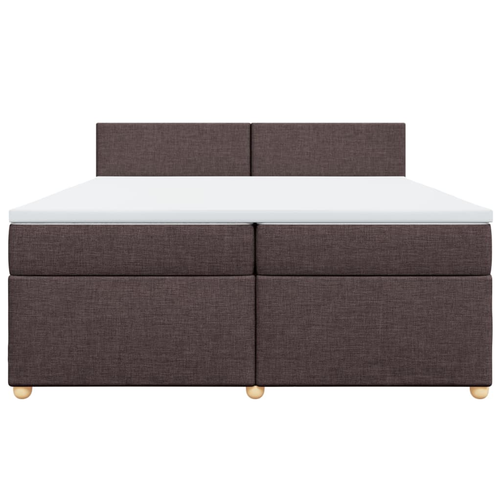 Κρεβάτι Boxspring με Στρώμα Σκούρο Καφέ 200x200 εκ. Υφασμάτινο - Pakobazaar