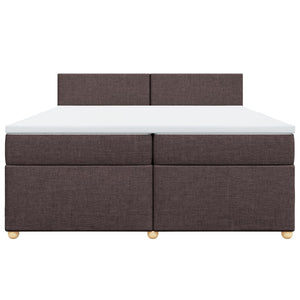Κρεβάτι Boxspring με Στρώμα Σκούρο Καφέ 200x200 εκ. Υφασμάτινο - Pakobazaar