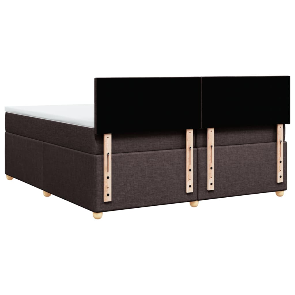 Κρεβάτι Boxspring με Στρώμα Σκούρο Καφέ 200x200 εκ. Υφασμάτινο - Pakobazaar