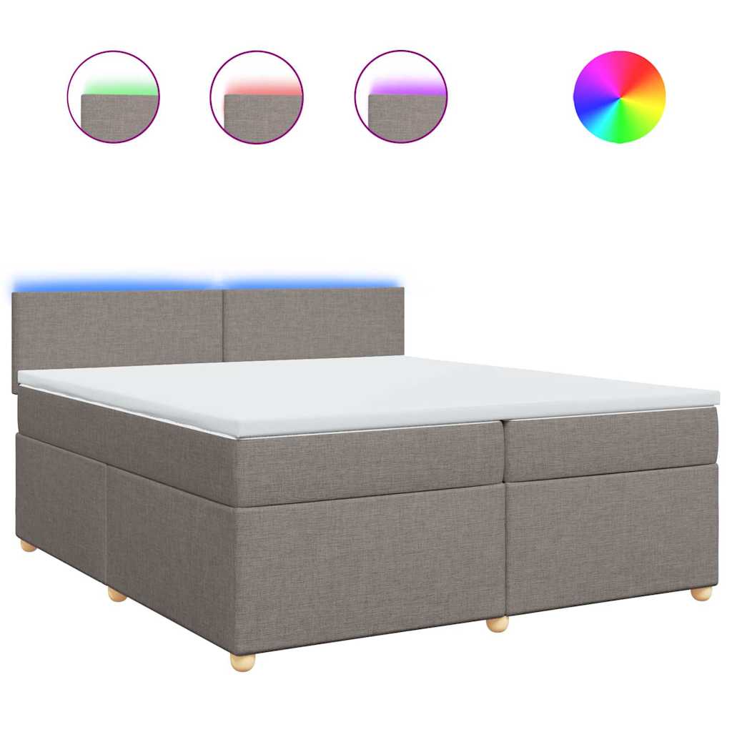 Κρεβάτι Boxspring με Στρώμα Taupe 200x200 εκ. Υφασμάτινο