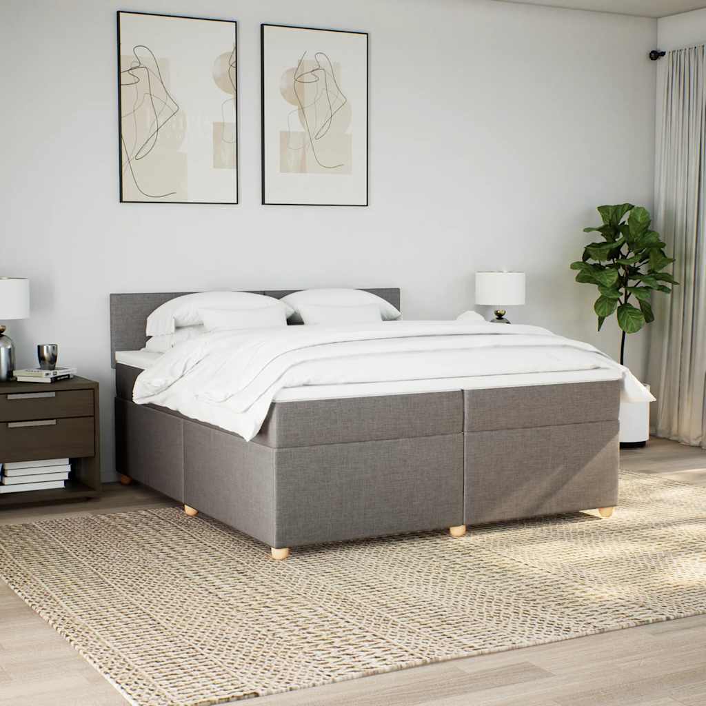 Κρεβάτι Boxspring με Στρώμα Taupe 200x200 εκ. Υφασμάτινο