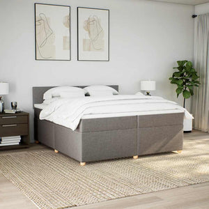 Κρεβάτι Boxspring με Στρώμα Taupe 200x200 εκ. Υφασμάτινο - Pakobazaar