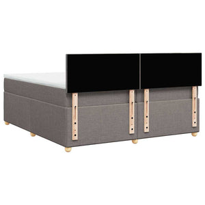 Κρεβάτι Boxspring με Στρώμα Taupe 200x200 εκ. Υφασμάτινο - Pakobazaar